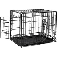 LIONTO Hundetransportkäfig faltbar mit Hygiene-Bodenwanne, 61x44x51 cm, & schwarz