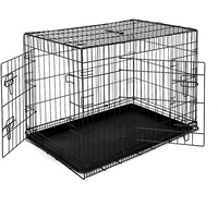 LIONTO Hundetransportkäfig faltbar mit Hygiene-Bodenwanne, 92x58x64 cm, & schwarz