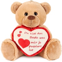 Brubaker Teddy Plüschbär mit Herz Rot Beige - Du