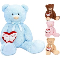 Brubaker XXL Teddybär 100 cm Hellblau mit einem Einen