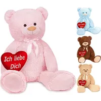 Brubaker XXL Teddybär 100 cm Rosa mit einem Ich