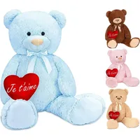 Brubaker XXL Teddybär 100 cm Hellblau mit einem Je