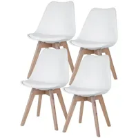 ETC Shop Esszimmerstuhl Eiche Leder weiß 4er Set