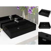 VidaXL Waschbecken mit Hahnloch Keramik Schwarz 76 x 42,5