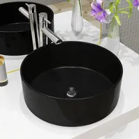 VidaXL Waschbecken Keramik Rund Schwarz 40 x 15 cm