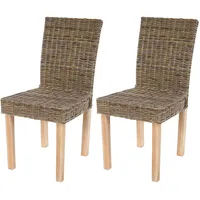 Mendler 2er-Set Esszimmerstuhl Littau, Korbstuhl Stuhl Küchenstuhl, Kubu-Rattan