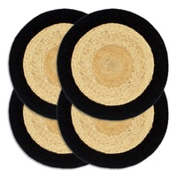 VidaXL Tischsets 4 Stk. Natur und Schwarz 38 cm