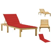 VidaXL Sonnenliege mit Roter Auflage 200 x 70 x