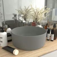 VidaXL Luxuriöses Waschbecken Rund Matt Hellgrau 40x15 cm Keramik