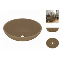 VidaXL Luxuriöses Ovales Waschbecken Matt Creme 40x33 cm Keramik