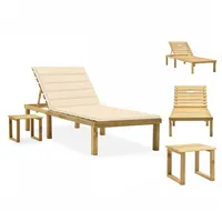VidaXL Garten-Sonnenliege mit Tisch und Auflage Kiefer Imprägniert