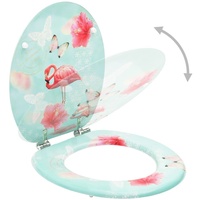 VidaXL Toilettensitze mit Deckel 2 Stk. MDF Flamingo-Design