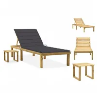VidaXL Garten-Sonnenliege mit Tisch und Auflage Kiefer Imprägniert Anthrazit