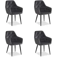 Homestyle4u Polsterstuhl Samt grau 4er Set