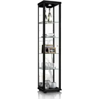 K-Möbel Glasvitrine, Schwarz, Glas, 4 Fächer, Rechteckig, 37x176x33 cm,