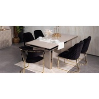 JV Möbel Esstisch Holz Tische Tisch Design Gold Luxus