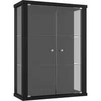 K-Möbel Hängevitrine Glas, 2 Glastüren Glasvitrine hängend Schwarz