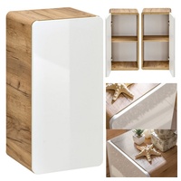 Lomadox Badezimmer Unterschrank hängend Hochglanz weiß mit Wotan Eiche