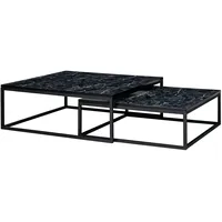 FineBuy Couchtisch 2er Set Marmor Optik Satztisch Modern Metallgestell