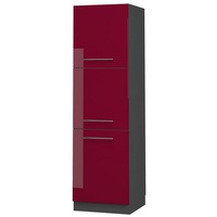 Vicco Herdumbauschrank Fame-Line Herdschrank Bordeaux Hochglanz/Anthrazit, 60 cm