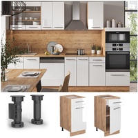 Vicco Küchenunterschrank Fame-Line Weiß Hochglanz/Goldkraft Eiche 40 cm ohne