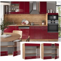 Vicco Küchenglasschrank Fame-Line Bordeaux Hochglanz/Goldkraft Eiche 80 cm