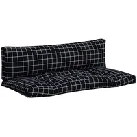 VidaXL Palettenkissen 2 Stk. Schwarz Karomuster Oxford-Gewebe