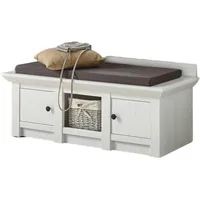 Furn.design (Garderobenbank weiß Landhaus, 124 x 42 cm), Garderobe,