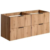 Lomadox - Waschtischunterschrank 120cm Wotaneiche mit gerillter Front, b/h/t