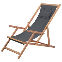 VidaXL Klappbarer Strandstuhl Stoff und Holzrahmen Grau