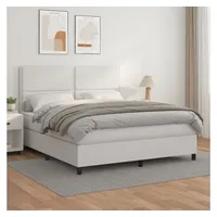 VidaXL Boxspringbett mit Matratze Weiß 180x200 cm Kunstleder