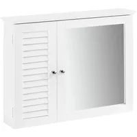 SoBuy Spiegelschrank mit Lamellentür Hängeschrank Wandschrank weiß Holzwerkstoff, 65x49x15
