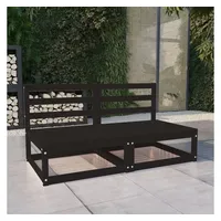 VidaXL Gartensofa 2-Sitzer Schwarz Massivholz Kiefer