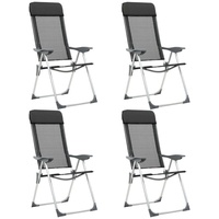 VidaXL Campingstuhl Klappbare Campingstühle 4 Stk. Aluminium Schwarz