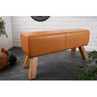 Riess-Ambiente Sitzbank TURNBOCK - 100cm cognac Echtleder Mangoholz Retro