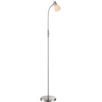 GLOBO Stehlampe Wohnzimmerlampe Stehleuchte Schlafzimmerleuchte Standlampe, Metall Glas nickel