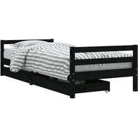 VidaXL Kinderbett mit Schubladen Schwarz 90x200 cm Massivholz Kiefer