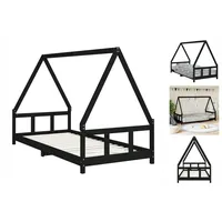 VidaXL Kinderbett Schwarz 90x200 cm Massivholz Kiefer