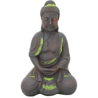 WorldConnection XXL Antiker Buddha 50cm braun/grün Garten Deko Figur