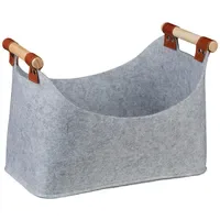 Relaxdays Aufbewahrungskorb Filztasche mit Holzgriffen 40 x 22 x