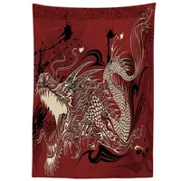 ABAKUHAUS orientalisch Tischdecke, Japanisches Drachen-Gekritzel, Für den Inn und