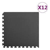 VidaXL Bodenmatten 12 Stk. 4,32 m2 EVA-Schaumstoff Schwarz