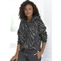 LASCANA Kapuzensweatshirt Zebramuster Dunkelgrau/Taupe 36/38