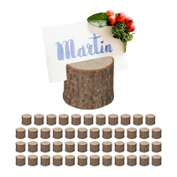 Relaxdays Tischkartenhalter Holz, 48er Set, Kartenhalter Tischkarten, Menükarten, Postkarten,
