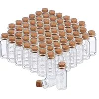 Relaxdays Mini Glasfläschchen mit Korken, 60er Set - transparent