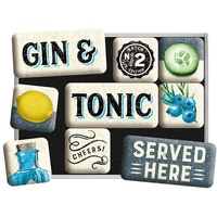 Nostalgic Art Nostalgic-Art Retro Kühlschrank-Magnete, 9 Stück, Gin &