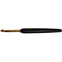 KnitPro Häkelnadeln Softgriff Aluminium 6,00mm Häkelnadel, Kunststoff/Alumium, Gold-Schwarz, 15