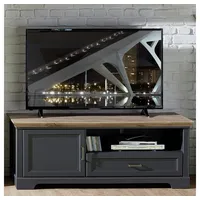 Lomadox TV-Lowboard klein im Landhaus-Design Graphit und Artisan Eiche