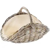Kobolo Kaminholzkorb oval Kubu grey aus Rattan mit Henkel