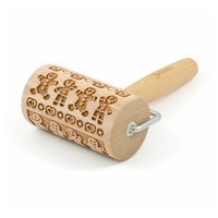 Folkroll Teigrolle Lebkuchenmann, Mini, 9.5 cm, Nudelholz, Prägerolle, Muster,